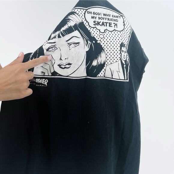 Thrasher Faded Black Skate Crewneck T-Shirt Tee Size Small - Picture 4 of 5